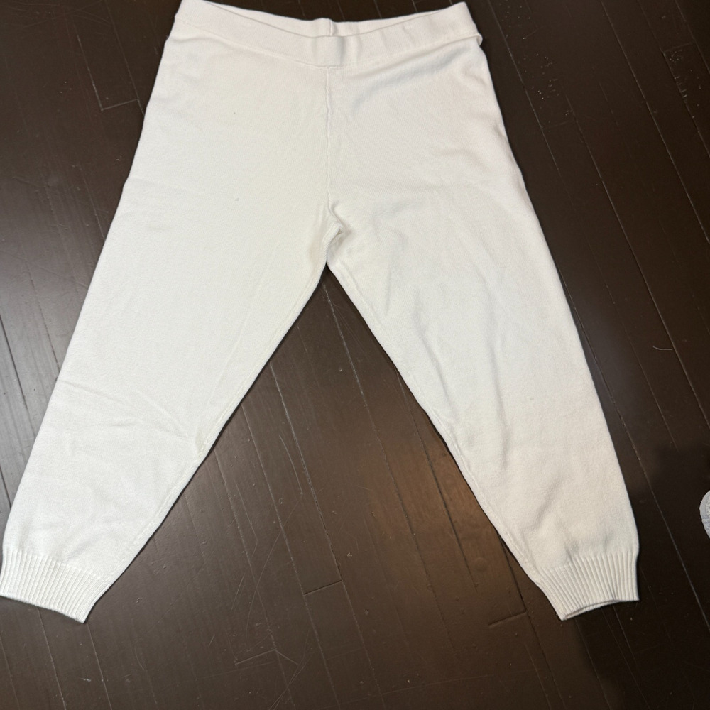 Haven Well Within 100% Cotton Knit Lounge Pants Women’s XL Ivory White Relaxed